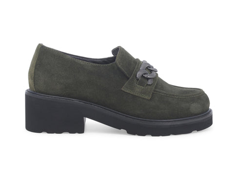 Melluso Mocassini Invernali con Catena Tomaia Camoscio Verde Bosco 034321-227802